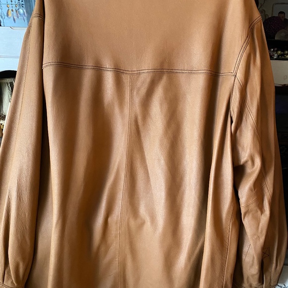 Men's Cuir Yvan Leather Cognac Shirt Jacket Size 46 - Picture 6 of 8
